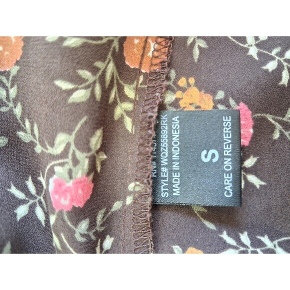 Pleione Womens Small Blouse 3/4 Sleeve Multi-color Floral Round Neck Polyester - Picture 7 of 14